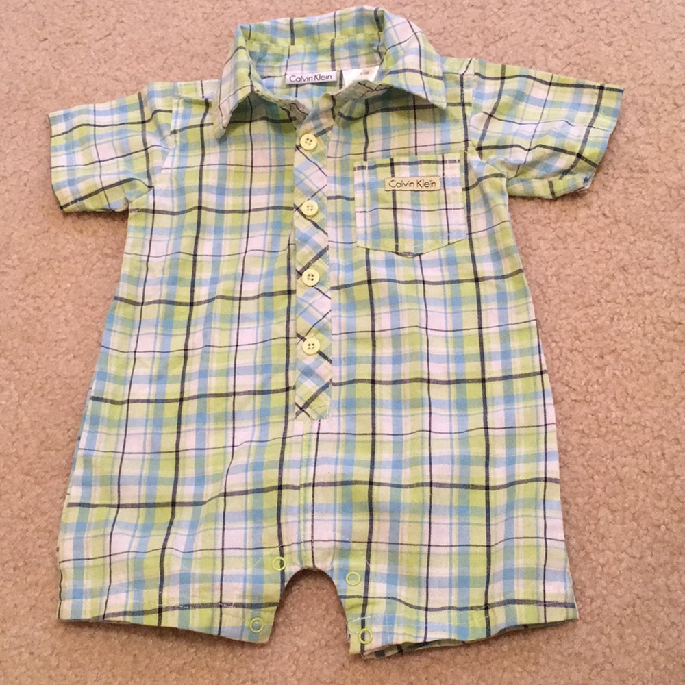 Calvin Klein Plaid Baby Romper